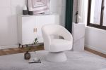 Swivel Accent Chair Armchair, Round Barrel Chair in Fabric for Living Room Bedroom,White