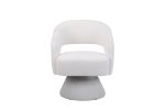 Swivel Accent Chair Armchair, Round Barrel Chair in Fabric for Living Room Bedroom,White