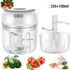 Mini Electric Garlic Chopper USB Charging Ginger Masher Machine Sturdy Durable Chili Vegetable Crusher Kitchen Tool (Option: White high cup350ML-USB)