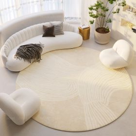 Silent Wind Absorbent Round Carpet Cream Wind Hanging Basket Dressing Table Bedroom Bedside Household Crystal (Option: Stripes 03-80x80cm)